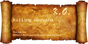 Kolling Oszvald névjegykártya